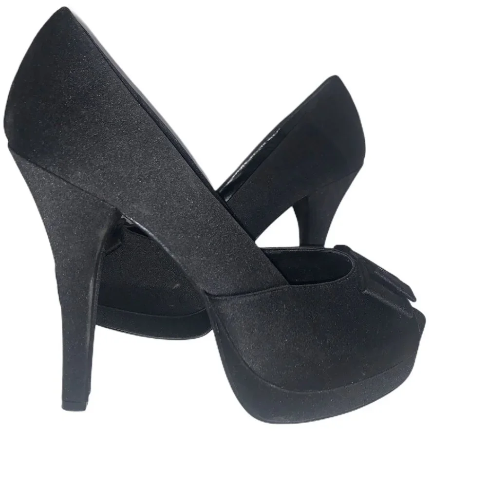 Steve Madden Black‎ fabric shoes with bow s7.5, Y2K, Indie Sleeze, glamour